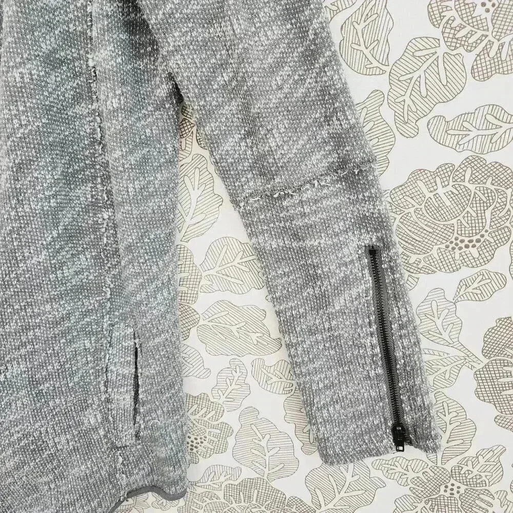 Free People Womens Gray Knit Cardigan Sweater Open front Waterfall  Zipper M - Picture 3 of 6